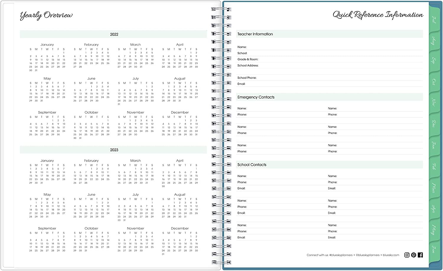 Blue Sky 2022-2023 Academic Year Teacher Weekly & Monthly Lesson Planner, 8.5" x 11", Flexible Cover, Wirebound, Ditsy Dapple Light (132002-A23) - Image 4